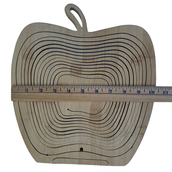 OH! NUTS Collapsible Hanging Bowl on Stand Trivet Apple Nut Fall Decor Wood - Picture 10 of 11